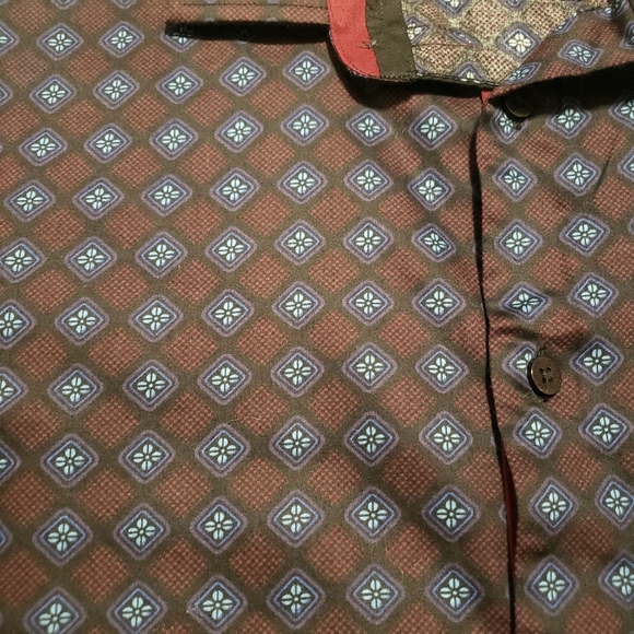 LAMASINI...BURGUNDY-BLUE LONG SLEEVE BUTTON UP SHIRT..SIZE:XL - Picture 6 of 10